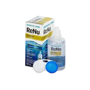 ReNu Advanced 100 ml — opakowanie, butelka i pojemnik na soczewki